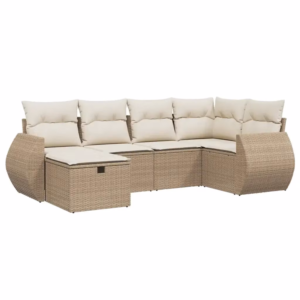 Set Divano da Giardino a L vidaXL in Polyrattan con Cuscini Beige e Struttura in Metallo – 2