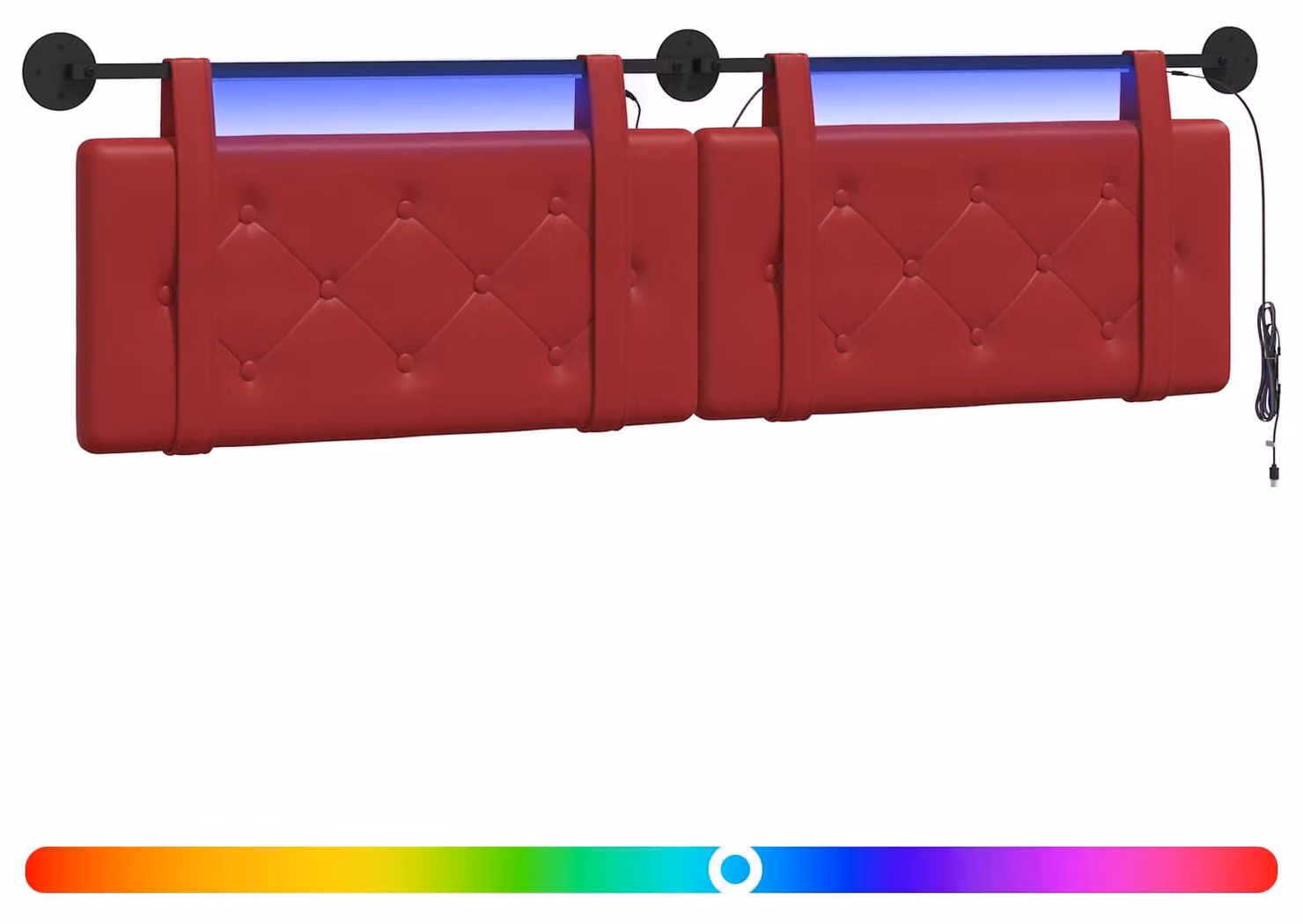 Testiera sospesa Con luce LED Rosso Vino Pelle finta