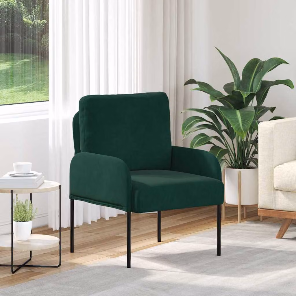 Divano moderno vidaXL in velluto verde con struttura in legno e metallo per il tuo soggiorno