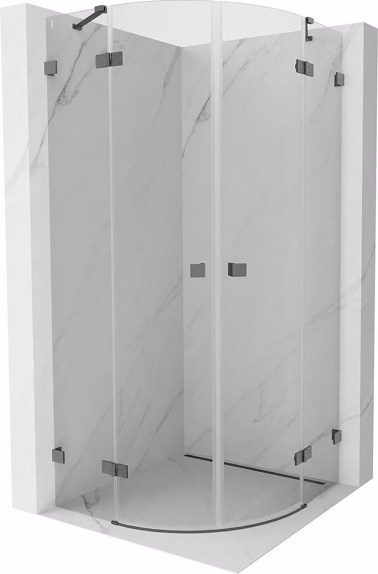 Mexen Lunar cabina doccia semicircolare a battente 70 x 70 cm, trasparente, grigio canna di fucile spazzolato