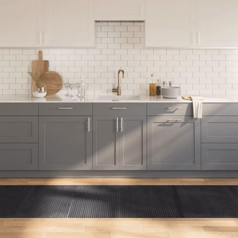 Tappeto rettangolare moderno vidaXL in bambù e polipropilene grigio, L 80 cm x P 400 cm