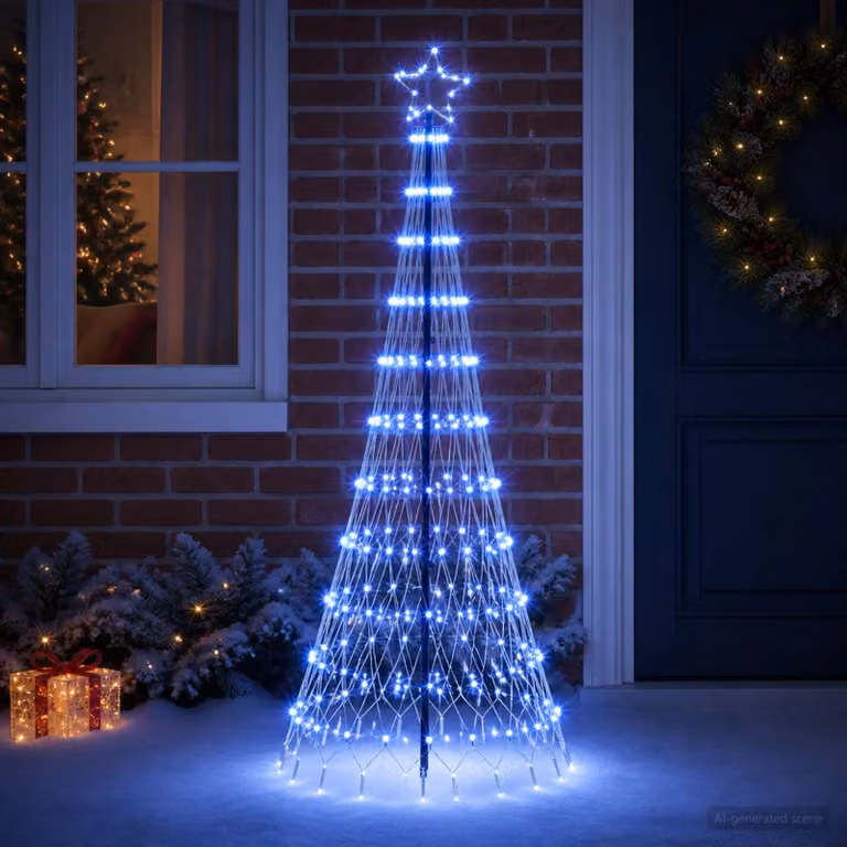vidaXL Albero di Natale LED 180 cm 230 LED Blu Ferro Nero