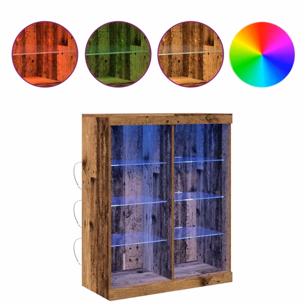 Madia moderna vidaXL in legno marrone con illuminazione LED integrata L: 81 cm, P: 37 cm, H: 100 cm – 2