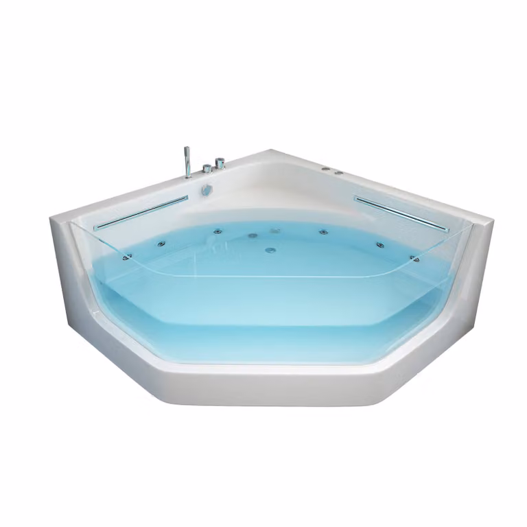 HOME DELUXE - Vasca idromassaggio - PACIFICO bianco con terapia della luce e massaggio - dimensioni 150 x 150 x 55 cm I Vasca d'angolo, vasca interna, 2 persone
