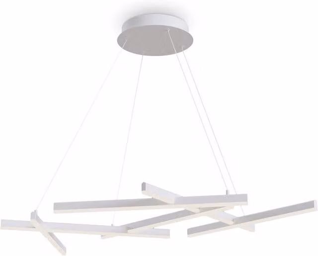Lampadario A Sospensione Moderno Line Alluminio Bianco 6 Luci Led 79W