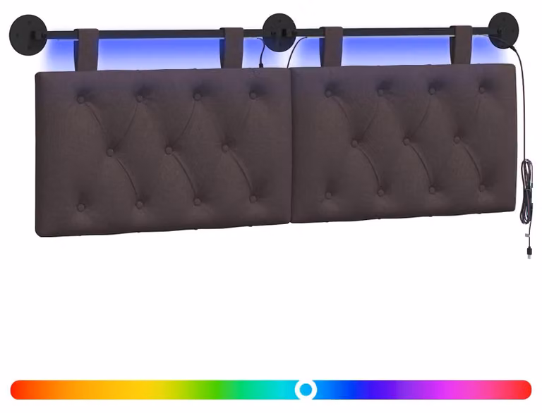 Testiera sospesa Con luce LED Marrone Scuro Tessuto