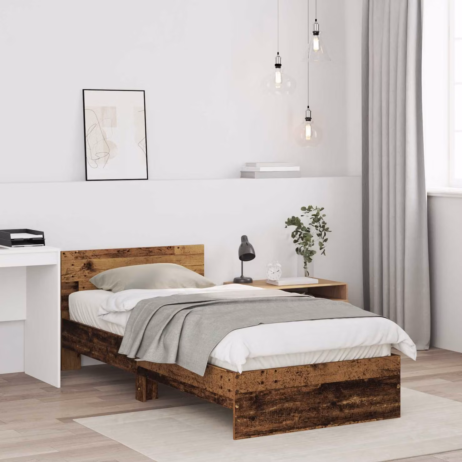Struttura letto con testata vidaXL in legno color marrone, L 80 x L 200 cm, H 85 cm