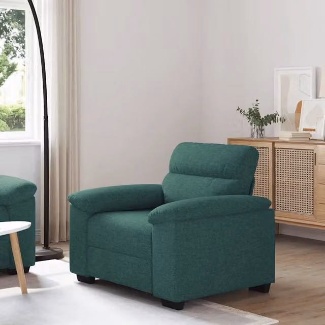 Poltrona Lounge Verde con Braccioli in Tessuto L: 100 cm, P: 81 cm, H: 84 cm