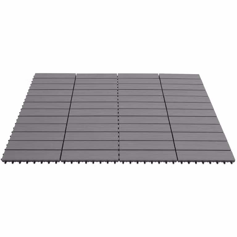 Set di 11 piastrelle da esterno tectake in WPC effetto legno colore grigio