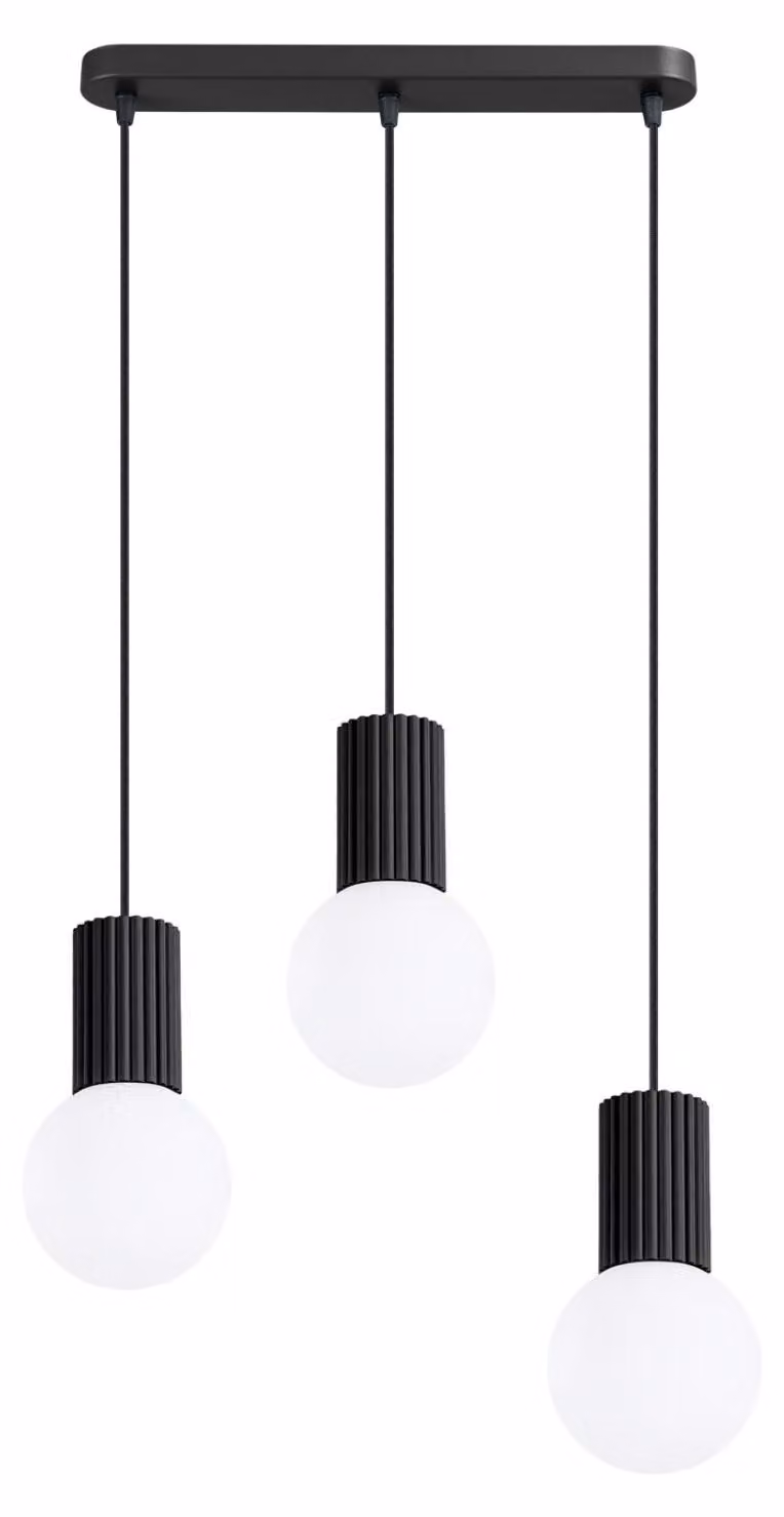 Lampada a sospensione HALO 3L nera 3xG9 8W alluminio/vetro 120x6x40cm Sollux Lighting