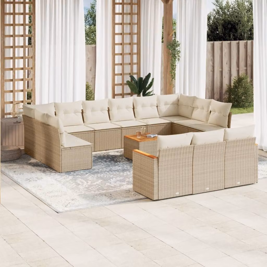 Maison Exclusive - Set Divani da Giardino 14pz con Cuscini in Polyrattan Beige