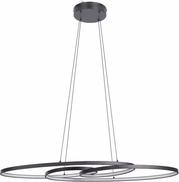 Lampadario a sospensione moderno Eglo in metallo nero con luce LED dimmerabile da 4400 lumen e luce bianca calda