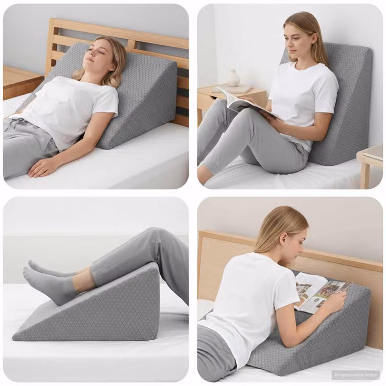 vidaXL Cuscino a Cuneo per Gambe in Memory Foam Morbido, Grigio, L 60 x P 50 x H 30 cm