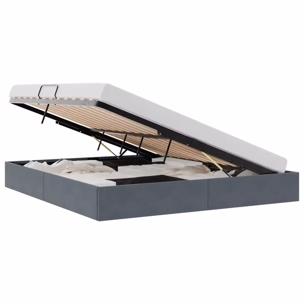 Letto con Contenitore Moderno vidaXL in Velluto Grigio L: 183 cm, P: 217 cm, H: 280 cm – 2