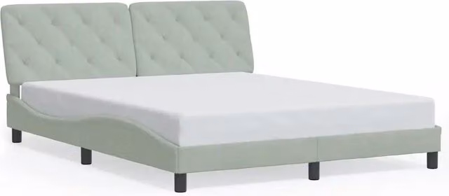 Letto matrimoniale | Letto per adulti | Giroletto senza Materasso Grigio Chiaro 160x200 cm Velluto