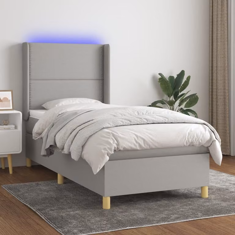 Maison Exclusive - Letto a Molle Materasso e LED Grigio Chiaro 90x190 cm Tessuto
