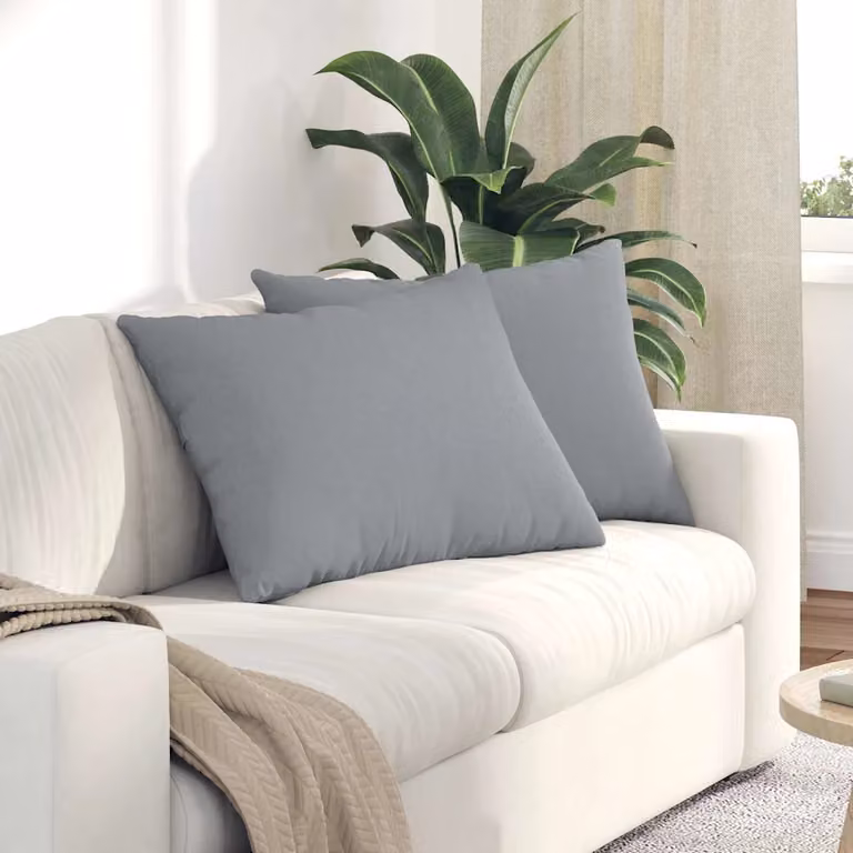 Set di 2 cuscini da divano vidaXL in tessuto grigio con fodera rimovibile e lavabile, L 70 cm x P 50 cm