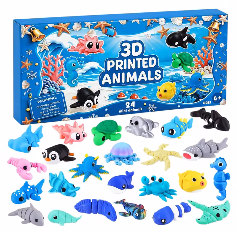 Calendario dell'Avvento stampato in 3D - Tema animali