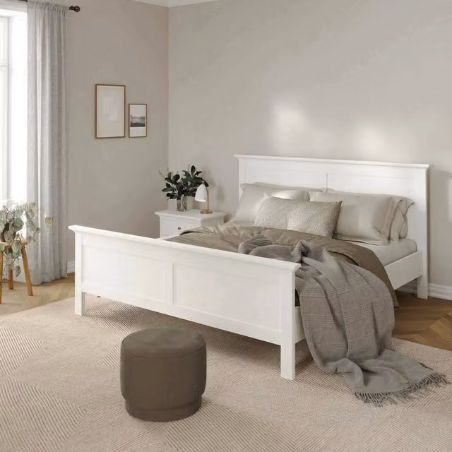 Letto matrimoniale Arika DMORA in legno MDF laccato bianco L/P/H: 200 x 180 x 110 cm – 1