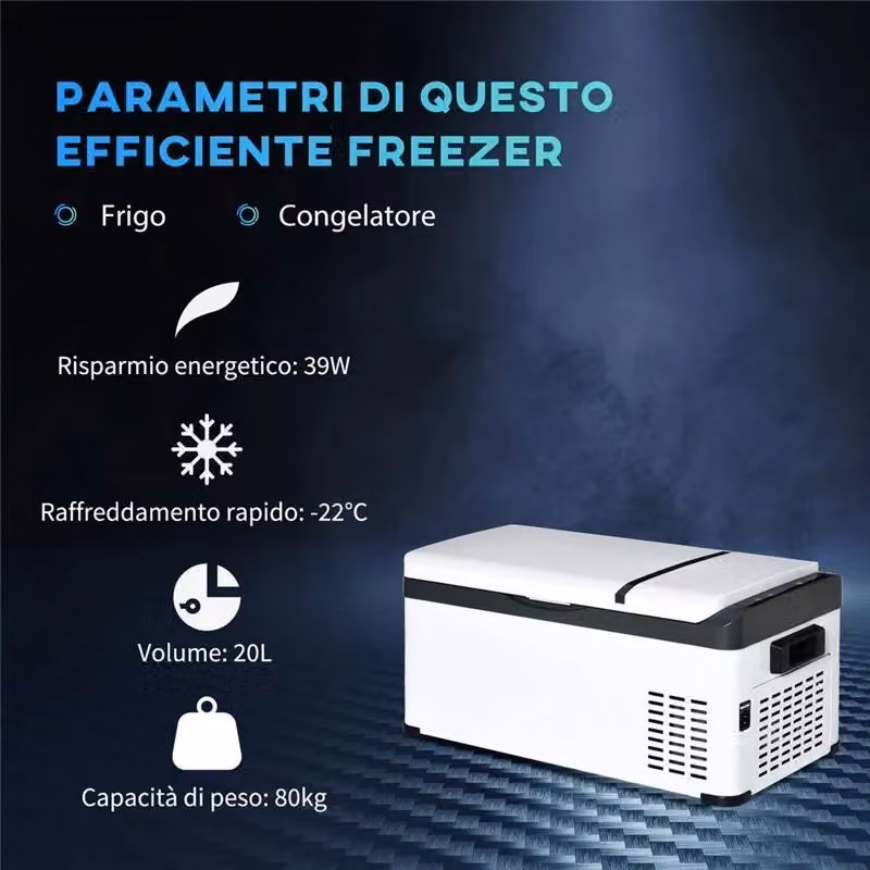 Frigorifero portatile elettrico a compressore Maury's da 20L con schermo LCD e maniglia, bianco, per auto e camion 12/24V DC e 110/240V AC – 2