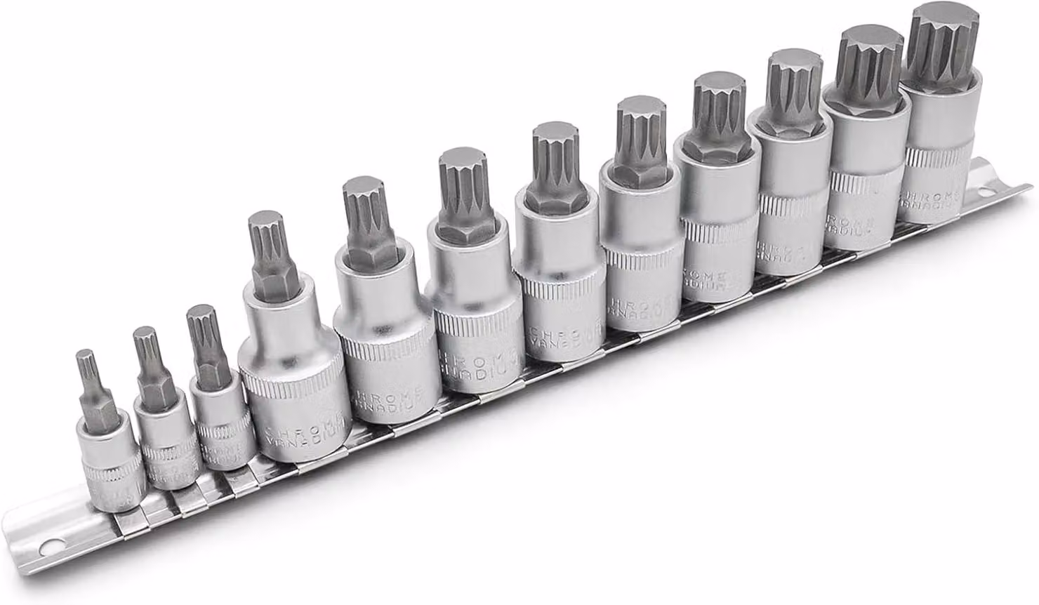Set di bussole a cricchetto, acciaio S2, per viti da M4 a M18, con attacco da 1/4" e 1/2", per lavori di avvitatura