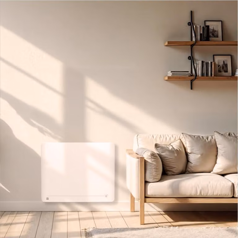 Radiatore elettrico ceramico da 1500 W, plug & play, a inerzia fissa, con sensore di presenza DIANE, orizzontale, colore bianco