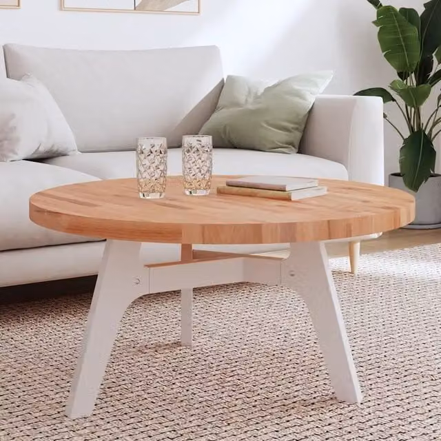Piano per Tavolo Ø90x4 cm Rotondo in Legno Massello di Faggio 355947