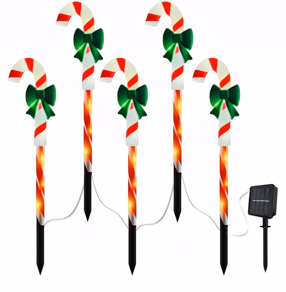 Set di 5 luci solari da esterno a forma di stella, ideali per Natale, con 8 modalità di illuminazione, LED, impermeabili