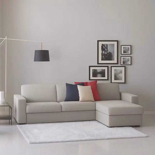 Divano a L Talamo Italia con Penisola Reversibile e Coperture Sfoderabili, Grigio, L: 260 cm, P: 95 cm – 1