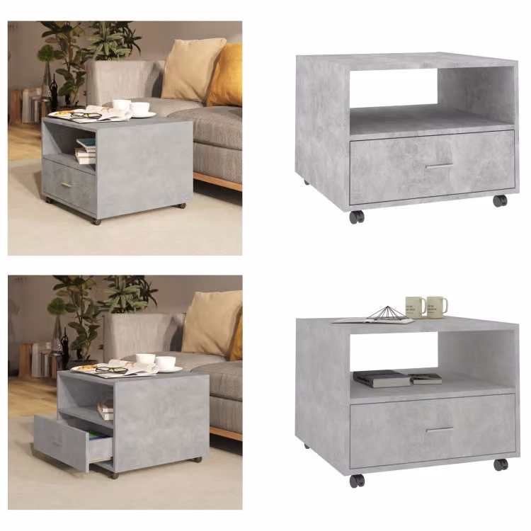 vidaXL Tavolino grigio cemento 55x55x40 cm in legno - Tavolino - Tavolini - Tavolino basso - Tavolo