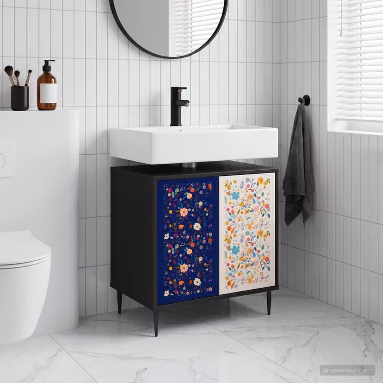 Mobile da bagno moderno vidaXL MAINZ Rovere Nero con ante a cerniera L: 60 cm, P: 40 cm, H: 61 cm