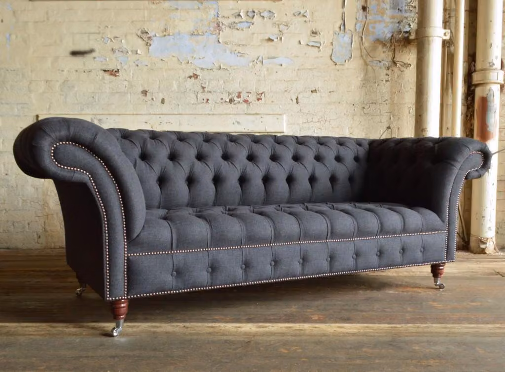 Chesterfield Design Luxus Polster Sofa Couch Sitz Garnitur Leder #118
