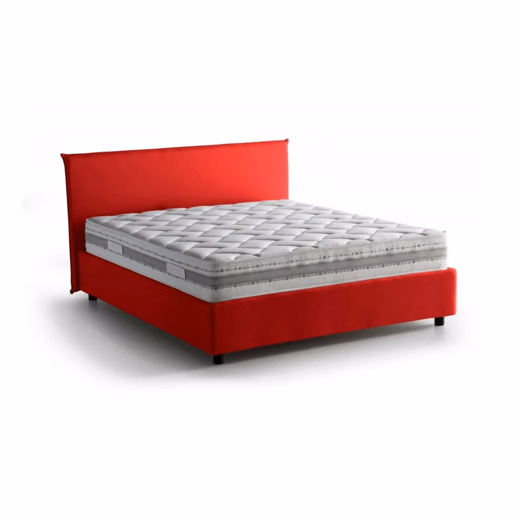 Letto Matrimoniale Ariadni Talamo Italia con Materasso Incluso, Rivestimento in Tessuto Rosso, L/P: 160 x 200 cm – 2