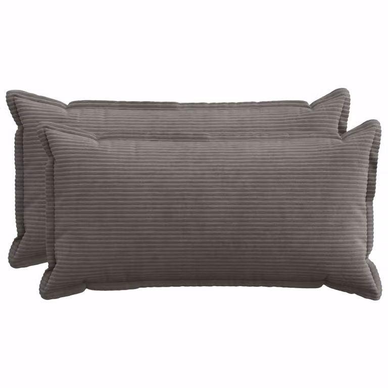 Set di 2 federe vidaXL HOUTEN in velluto a coste grigio, L 80 x P 40 cm
