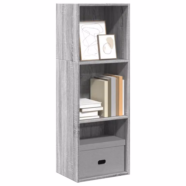 Libreria moderna vidaXL in legno MDF Grigio, con pannello posteriore, L 40 cm x P 30 cm x H 114 cm