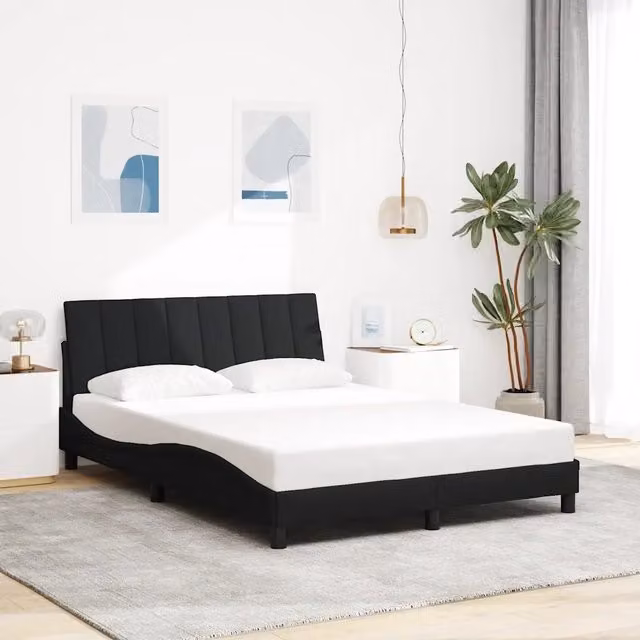 Giroletto senza Materasso-Struttura Letto Hanko Nero 140x200 cm in Tessuto 185783