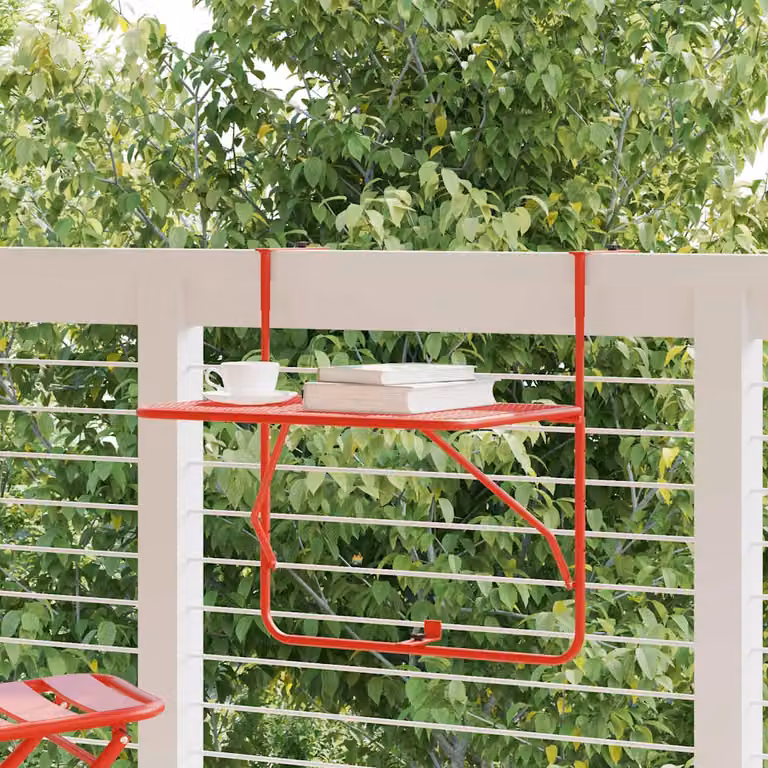 vidaXL Tavolo da Balcone Rettangolare in Acciaio Verniciato a Polvere Rosso L: 60 cm, P: 40 cm, H: 65 cm