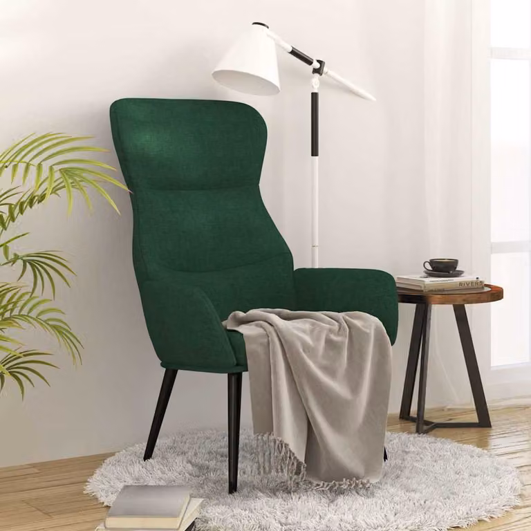 Sedia Relax Recliner vidaXL Verde con Struttura in Metallo e Rivestimento in Tessuto