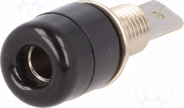 1 connettore a banana da 4 mm, 32A, placcato in nichel nero, 33 VAC, 70 VDC, 5 mΩ, IBU 5568, nichel/acciaio