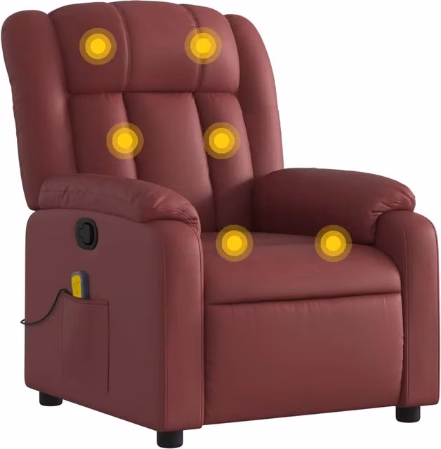 Poltrona Massaggiante | Sedia Relax Reclinabile Rosso vino in Similpelle