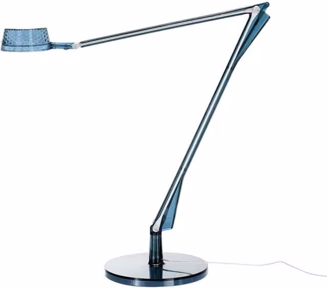 Lampada da tavolo LED Kartell Aledin Dec blu regolabile e dimmerabile in plastica e alluminio con luce bianca calda