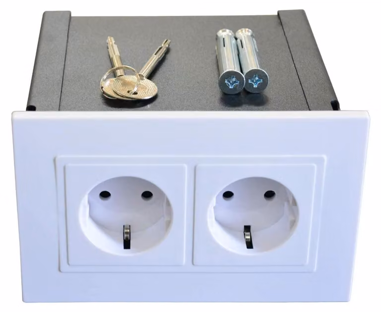 Elzusha - Cassaforte da parete nascosta, design a presa di corrente - Serratura a chiave, colore bianco