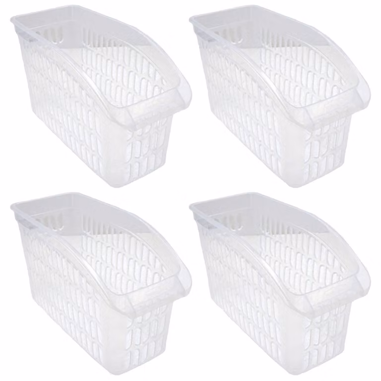 Set da 4 cestini portaoggetti trasparenti 17,5 x 29 x 13,5 cm - Cestini per armadi, scaffali e ripiani - Organizer - Contenitori - Cestini portaoggetti in plastica