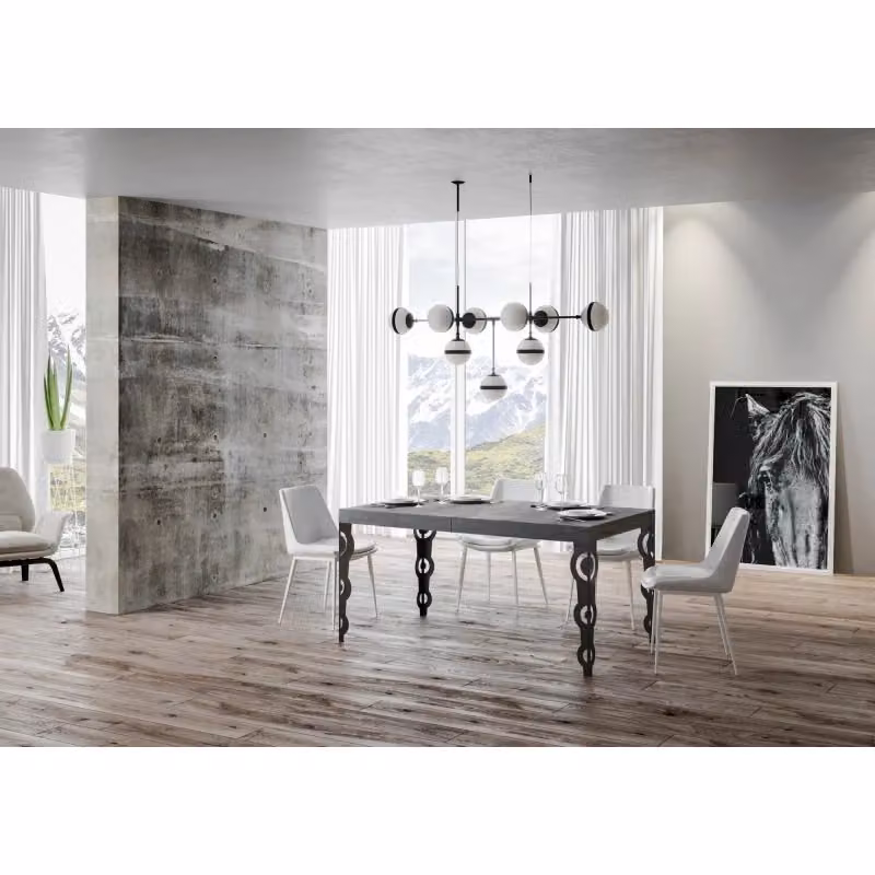 Tavolo allungabile moderno Itamoby con telaio antracite e piano in laminato L/P/H: 90 x 160/420 x 77 cm – 2