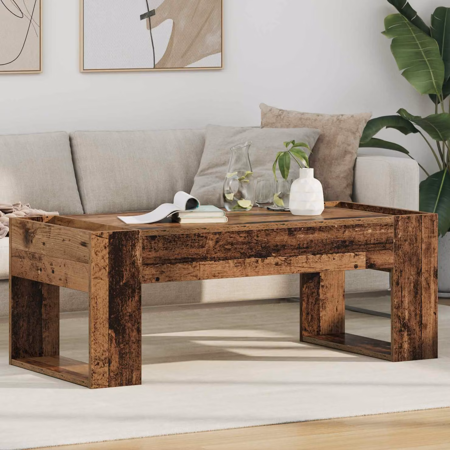 vidaXL Tavolino da salotto rettangolare in legno marrone L: 110 cm, P: 50 cm, H: 41 cm