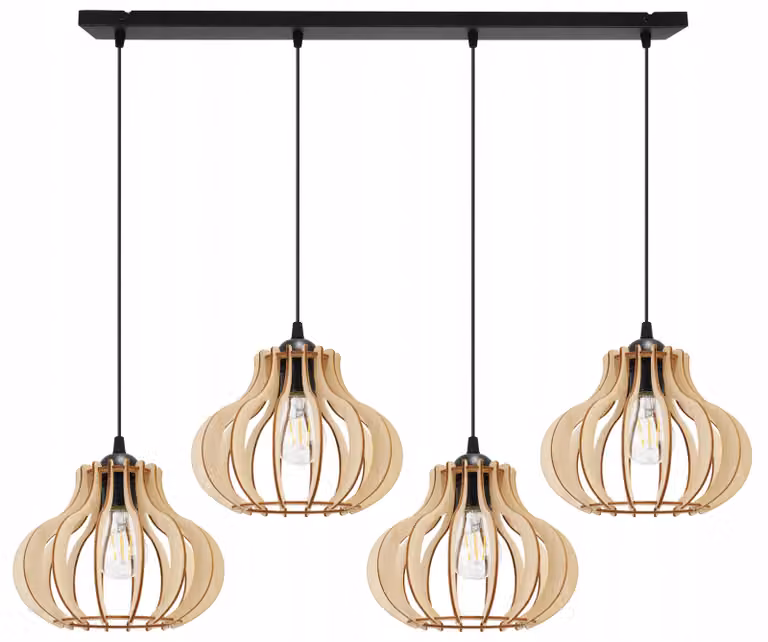 Lampada a sospensione, lampadario da soffitto, legno, paralume LED