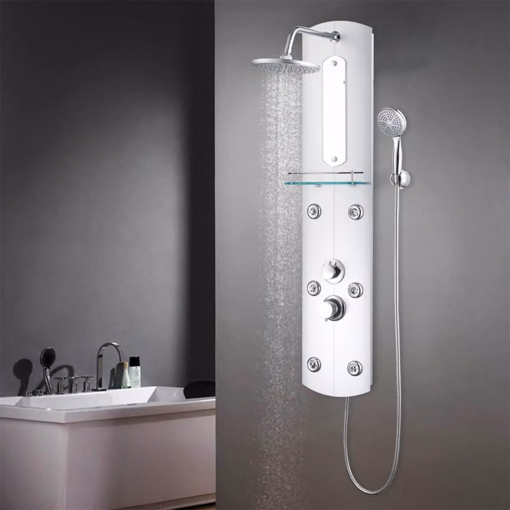 Pannello Doccia vidaXL in Plastica Argento e Bianco L/P/H: 25 x 43 x 120 cm – 1