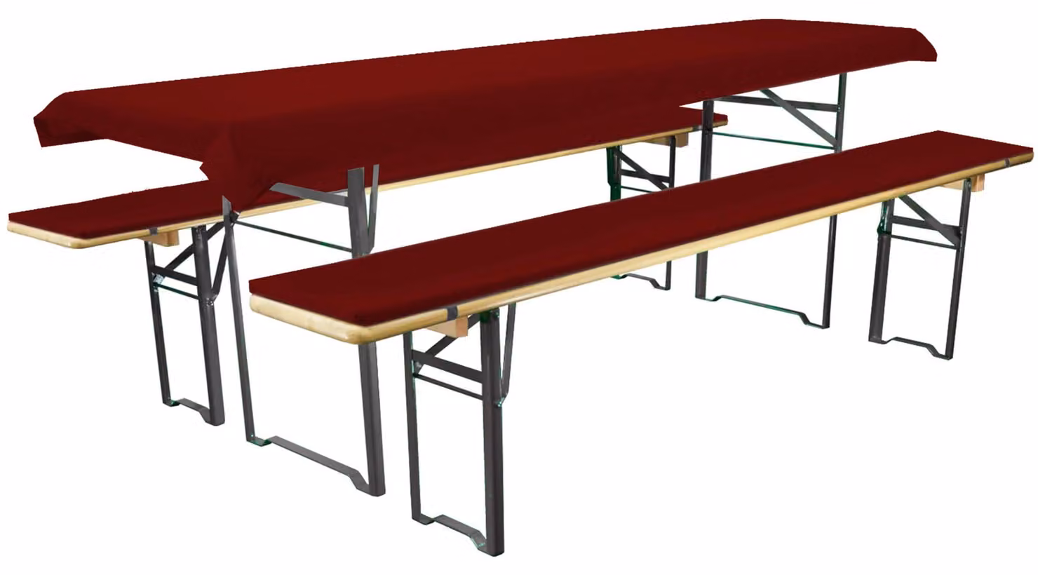 Set da tavolo per birra, composto da cuscino e tovaglia, 3 pezzi, colore rosso, dimensioni 220x25/240x70 cm