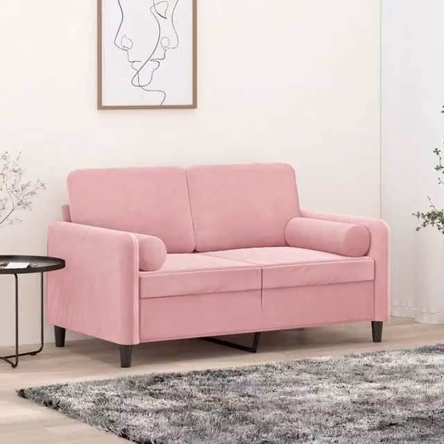 Divano a 2 Posti con Cuscini-Sofa 2 Posti con Cuscini Rosa 120 cm in Velluto 289202