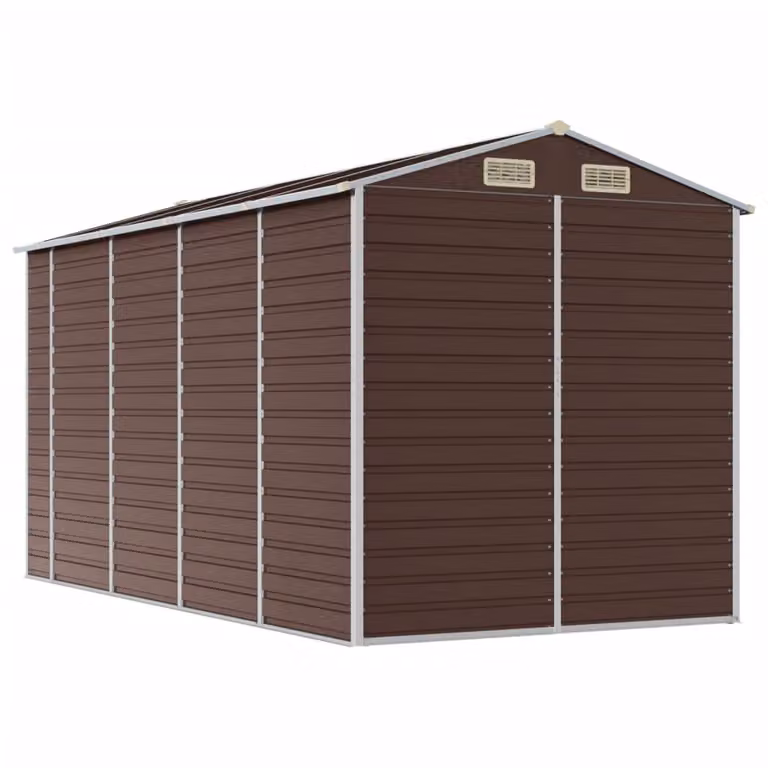 Casetta da giardino marrone 191x385x198 cm in acciaio zincato